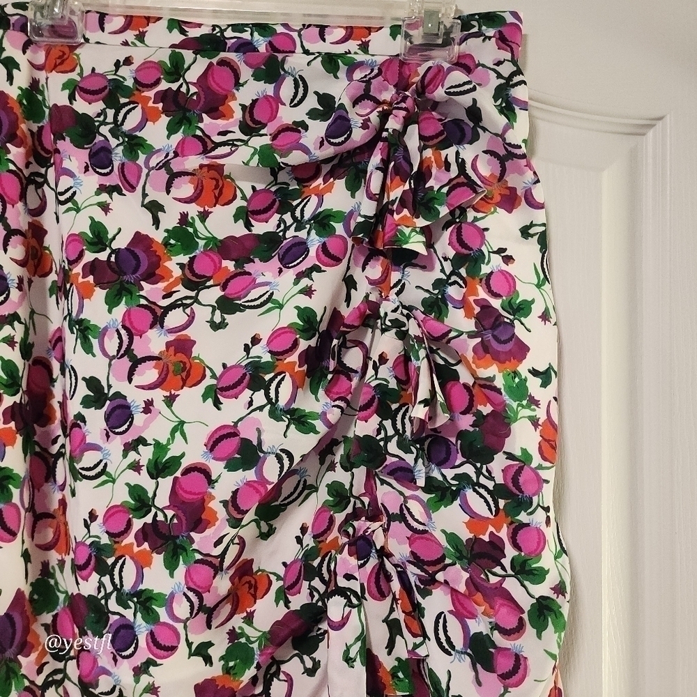 Saloni Kelly Floral Print Silk Skirt 12 - Picture 7 of 8